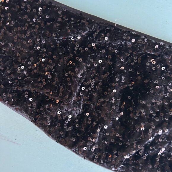 Black Sequin Bandeau Crop Top Size XS - Picture 3 of 11